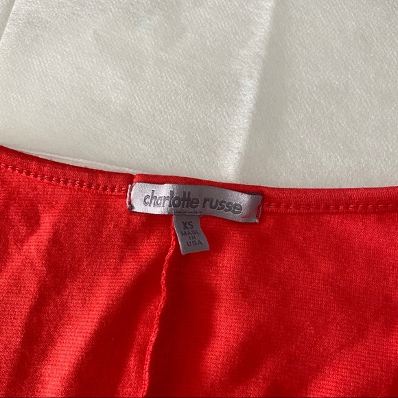 Coral Orange Peplum Top Blouse Shirt XS Charlotte - Picture 4 of 8